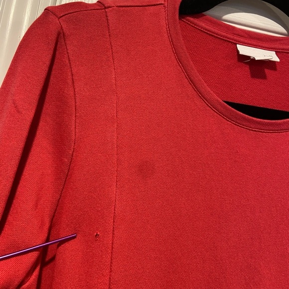 J. Jill Size M Red Pink Long Sleeve Sweatshirt Mini Dress Pockets Crew Neck - Picture 5 of 11